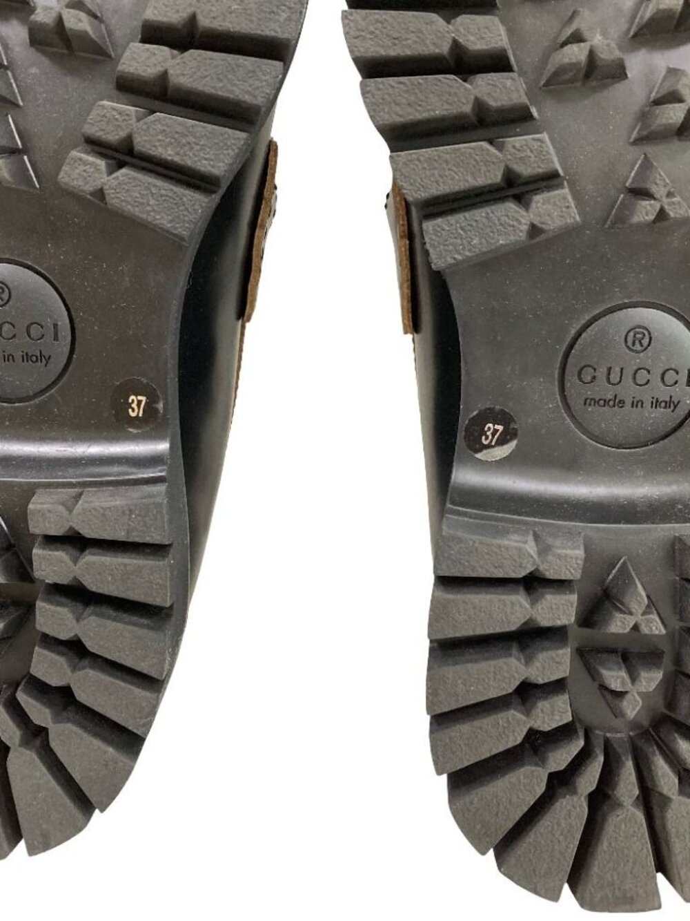 Gucci Lug Sole Bee Embroidery Horsebit Loafers 37 Black - Picture 11 of 12